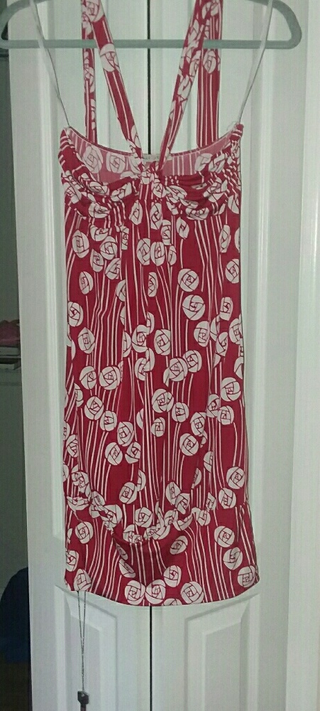 Red Dress with White Roses -Swimsuit Like